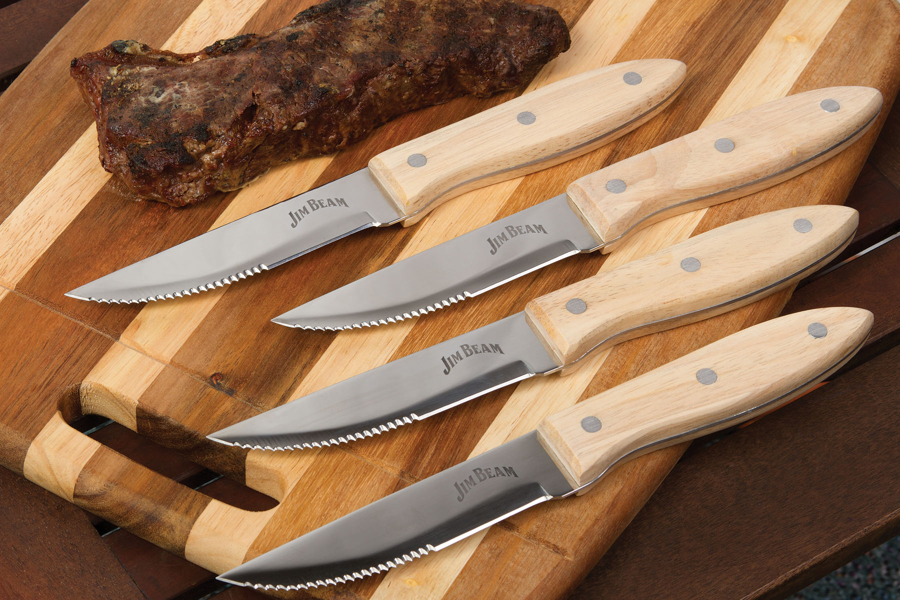 Jim Beam Steakmesser Set 4 teilig JB0165 Messer Edelstahl Parawood